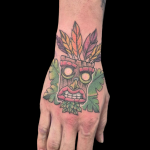 tatuaje cartoon mascara crash bandicoot